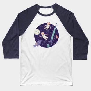 Lunar Landing - Purple Baseball T-Shirt